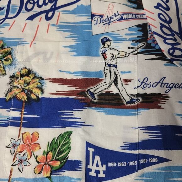Los Angeles Aloha Dodgers Shirt Mens Sz L Reyn Spooner MLB Hawaiian Baseball New - Picture 10 of 16